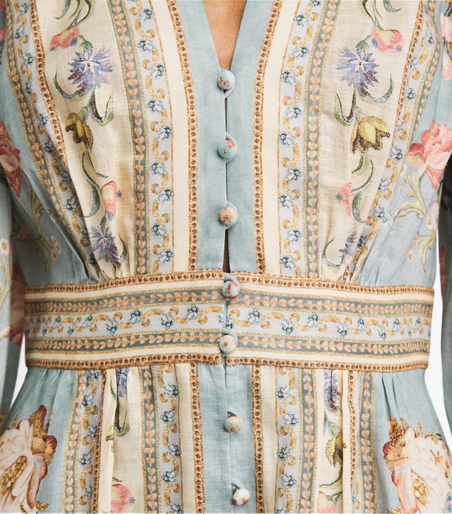 Zimmermann Womens Linen Floral Roselight Midi Dress Btpf Blu Tpstry Flrl Image 3