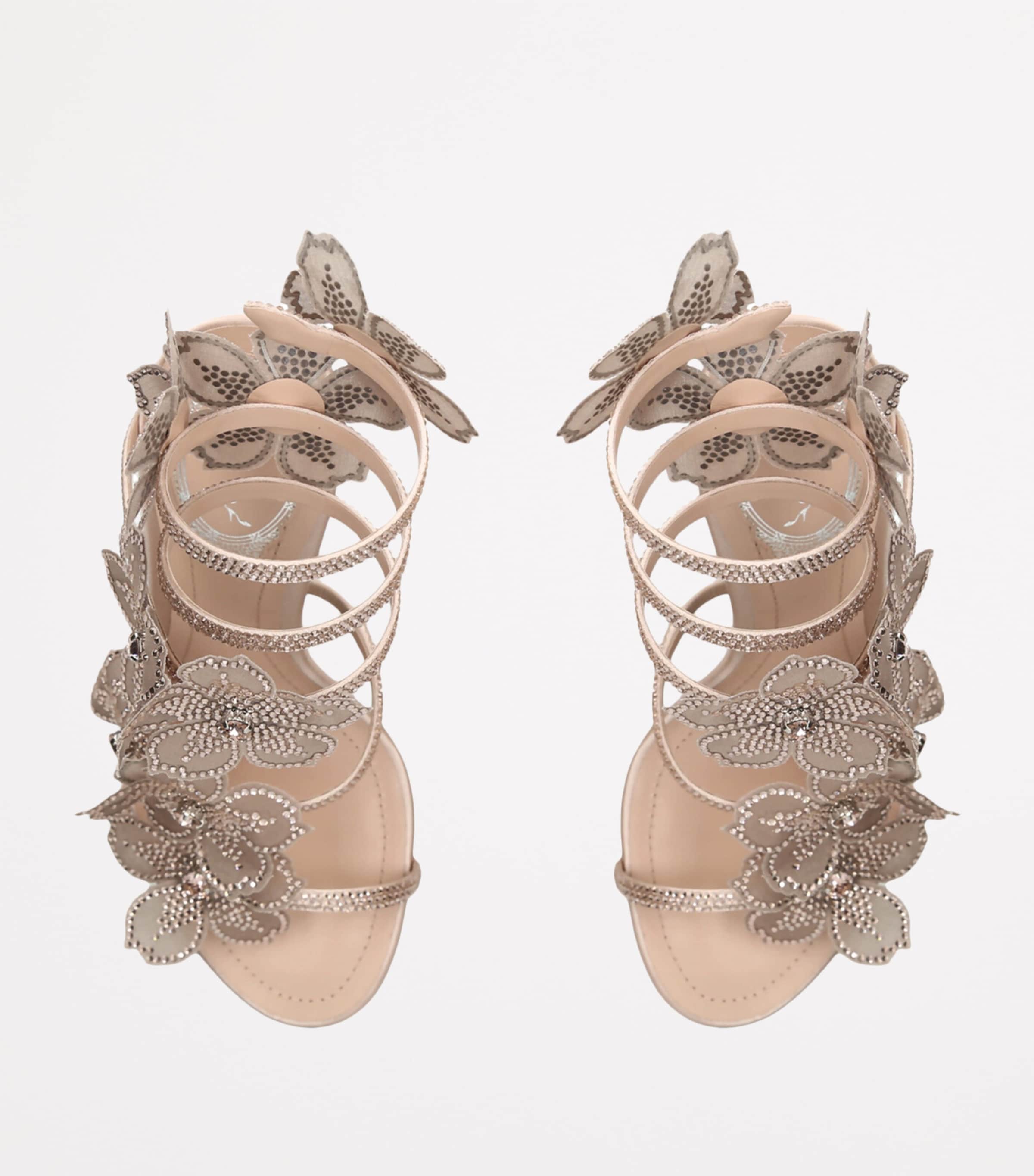 René Caovilla Satin Floral Cleo Sandals 105 Blush Image 4