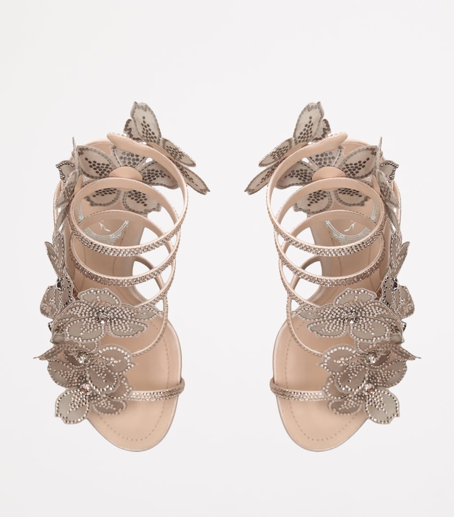 René Caovilla Satin Floral Cleo Sandals 105 Blush Image 4