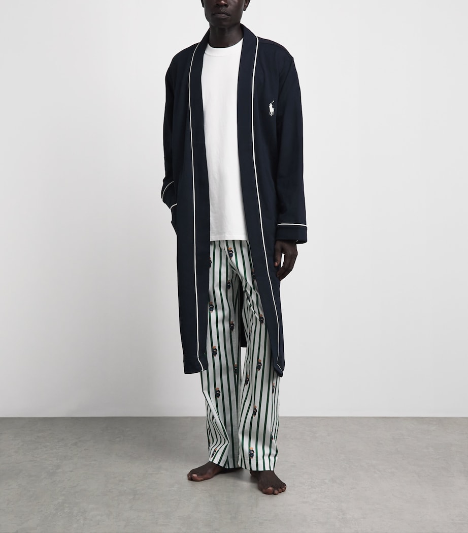 Polo Ralph Lauren Mens Cotton-Blend Jersey Bath Robe Collection Navy Image 2
