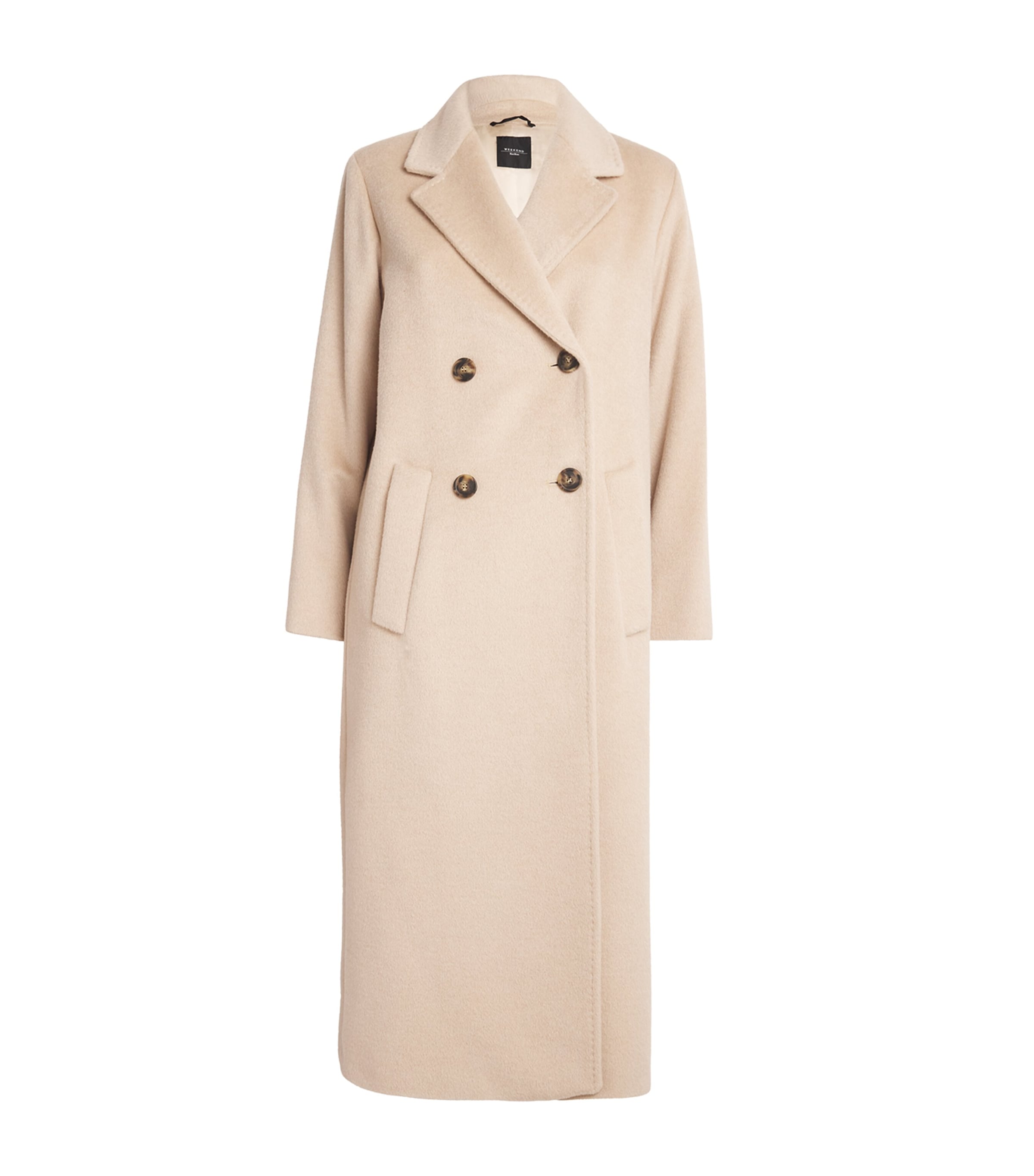 Shop Weekend Max Mara Wool-blend Double-breasted Coat In Beige