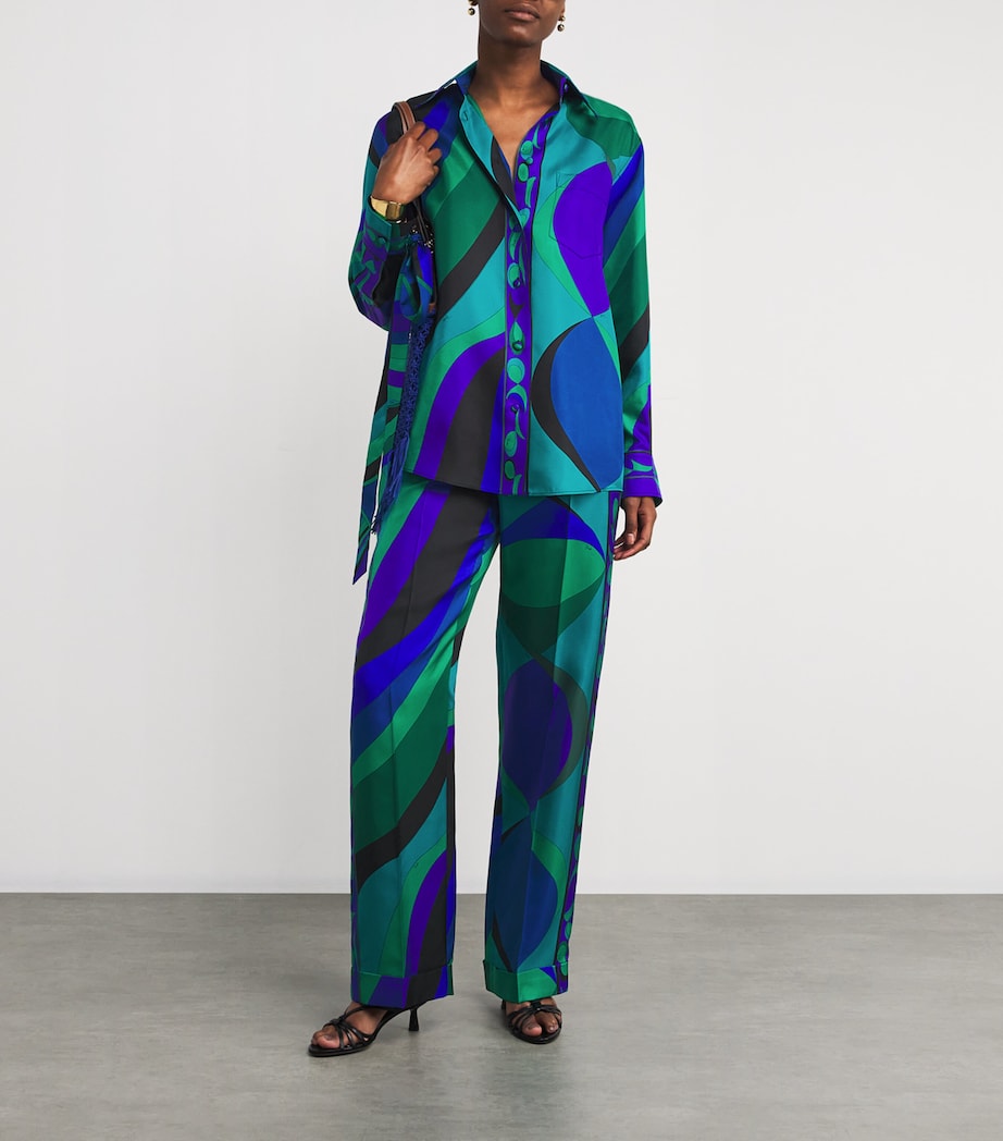 Silk Straight Trousers 016 SMERALDO Image 2