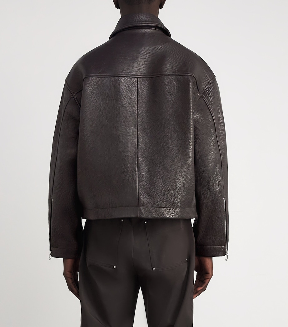 Bomber Shrunken Leather Jacket BROWN 300 Image 4