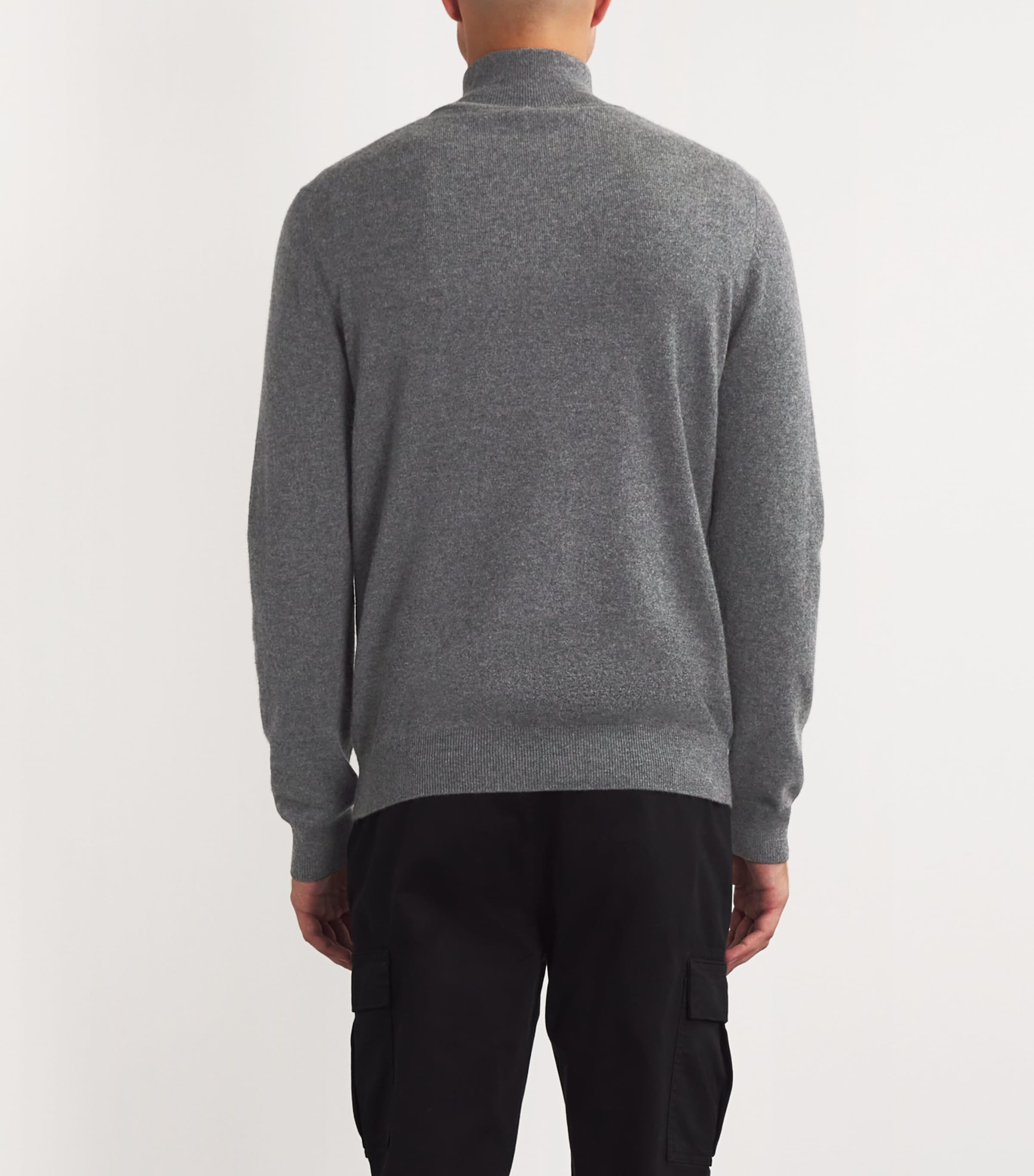 Falke Mens Cashmere Zipped Sweater Drk Gry Heather Image 4