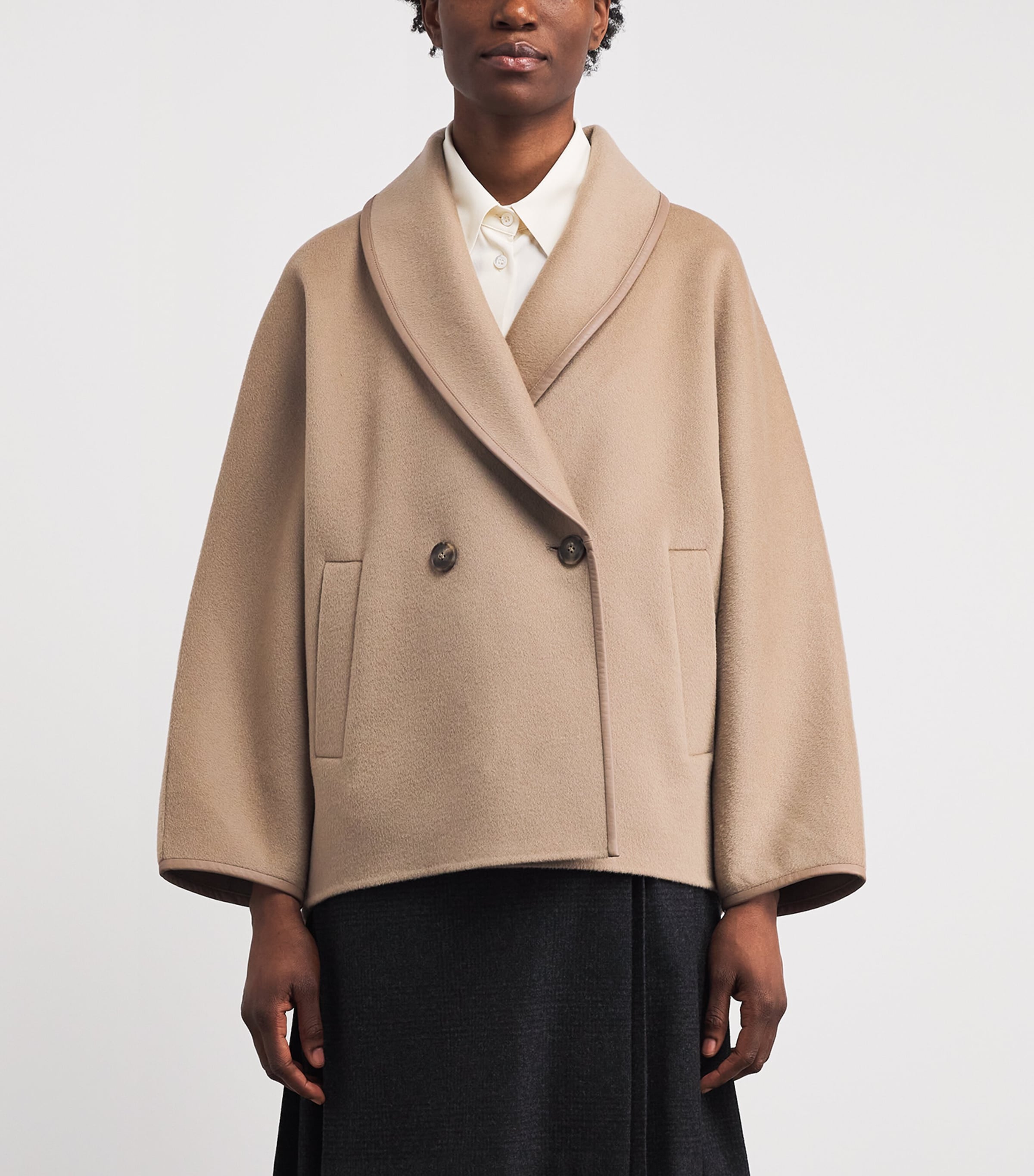Yves Salomon Womens Wool-Cashmere Double-Breasted Pea Coat Image 4