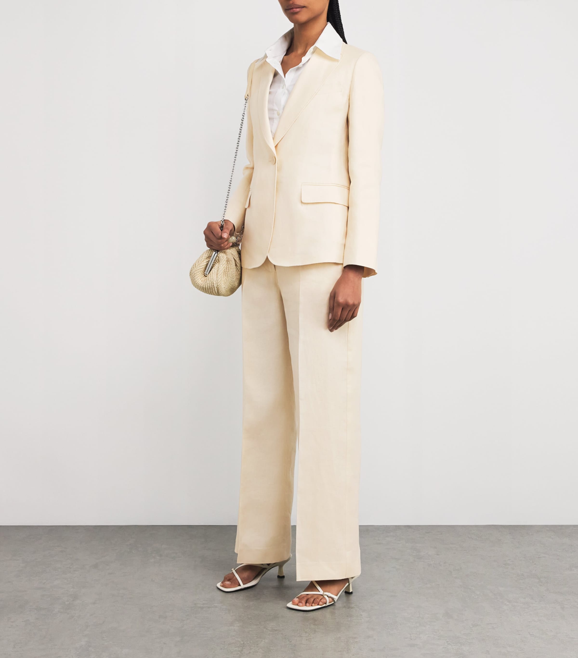 Weekend Max Mara Womens Linen Straight Trousers Ivory Image 2