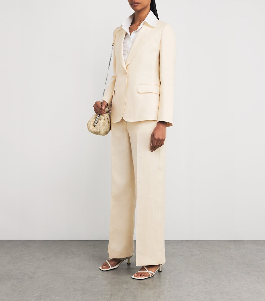 Weekend Max Mara Womens Linen Straight Trousers Ivory Image 2