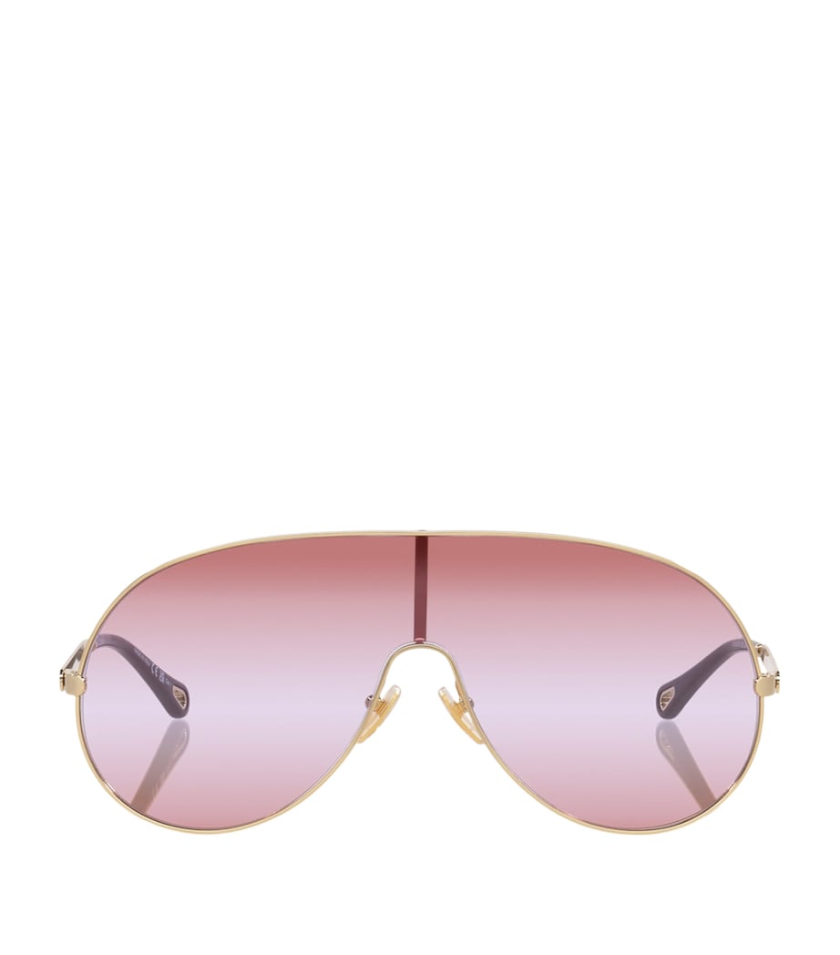 Chloé Metal Aly Shield Sunglasses Gold Image 1