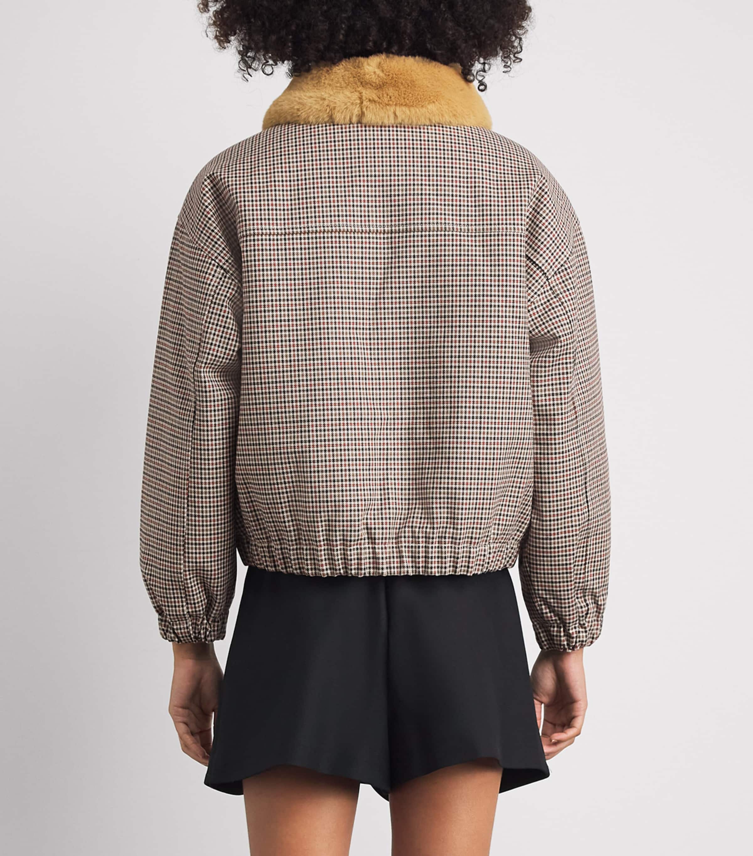 Sandro Paris Womens Faux-Fur-Lined Bomber Jacket Brown Image 5
