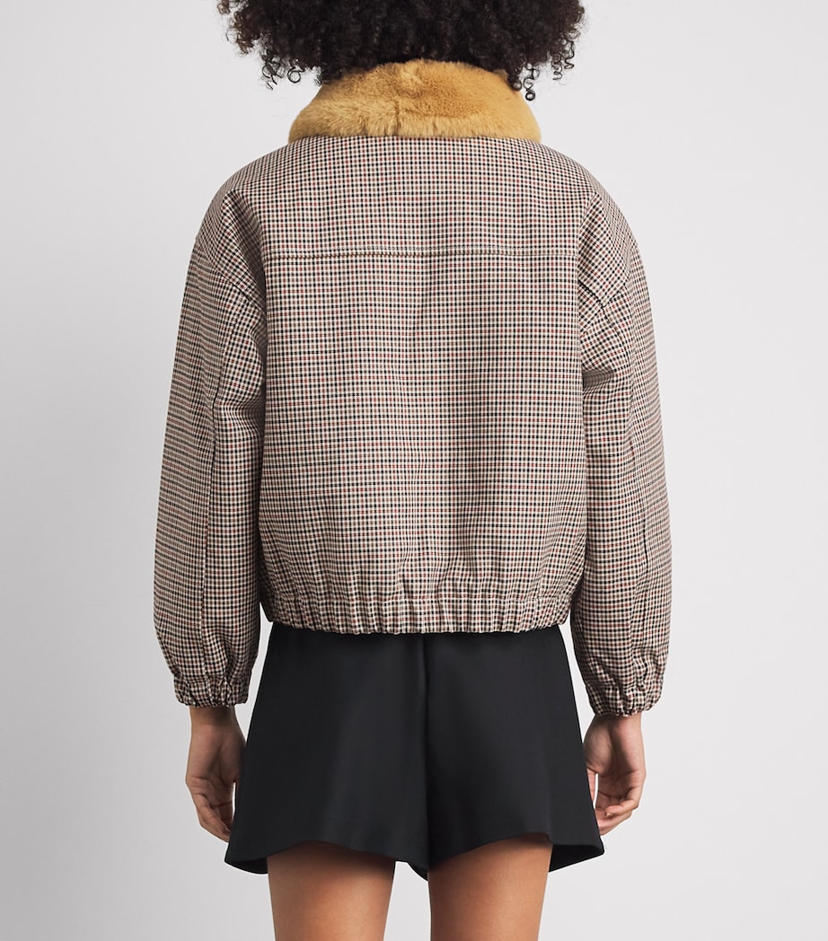 Sandro Paris Womens Faux-Fur-Lined Bomber Jacket Brown Image 5