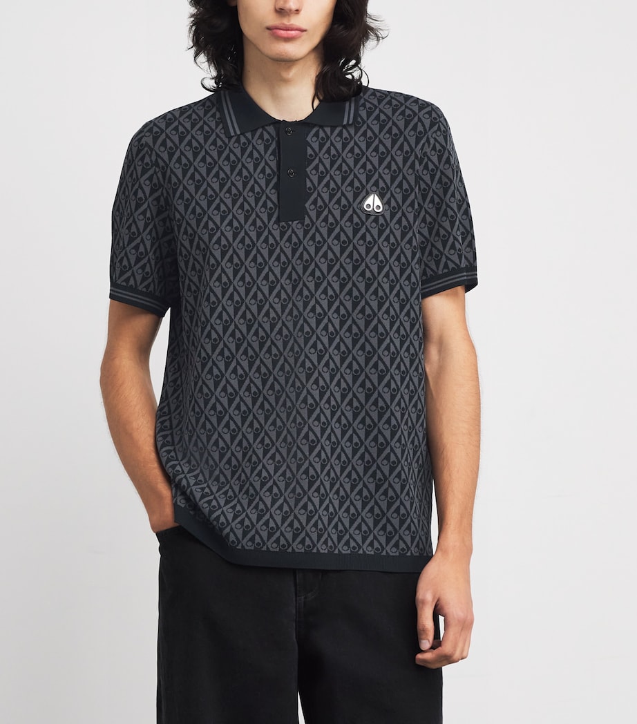 Cotton Monogram Polo Shirt 1918 BLACK/CEMT MONO Image 3