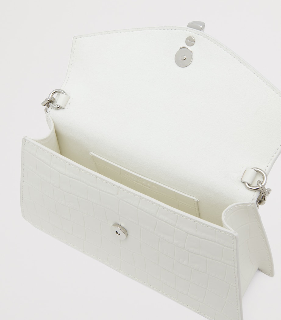 McQueen Mini Croc-Embossed Skull Shoulder Bag Image 6
