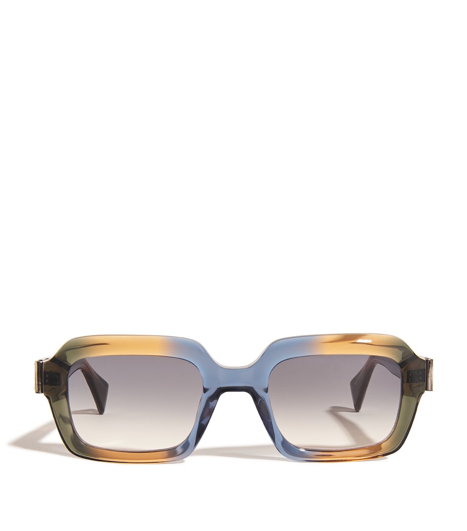 Gradient Rectangle Hardware Sunglasses CRYSTAL BLUE/MUSTARD Image 1