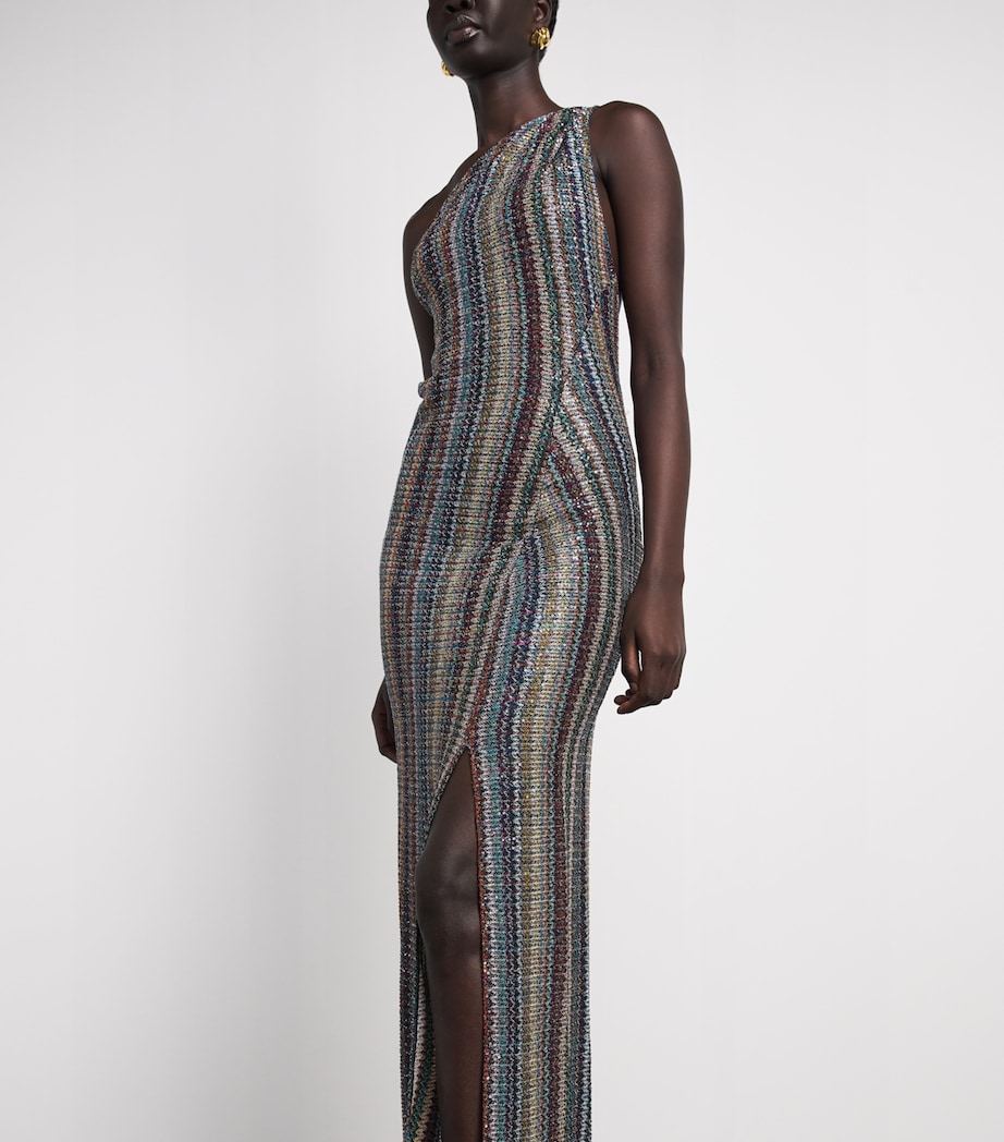 Missoni Womens Stripe One-Shoulder Maxi Dress Smsqw Multi B/r/bge Image 5