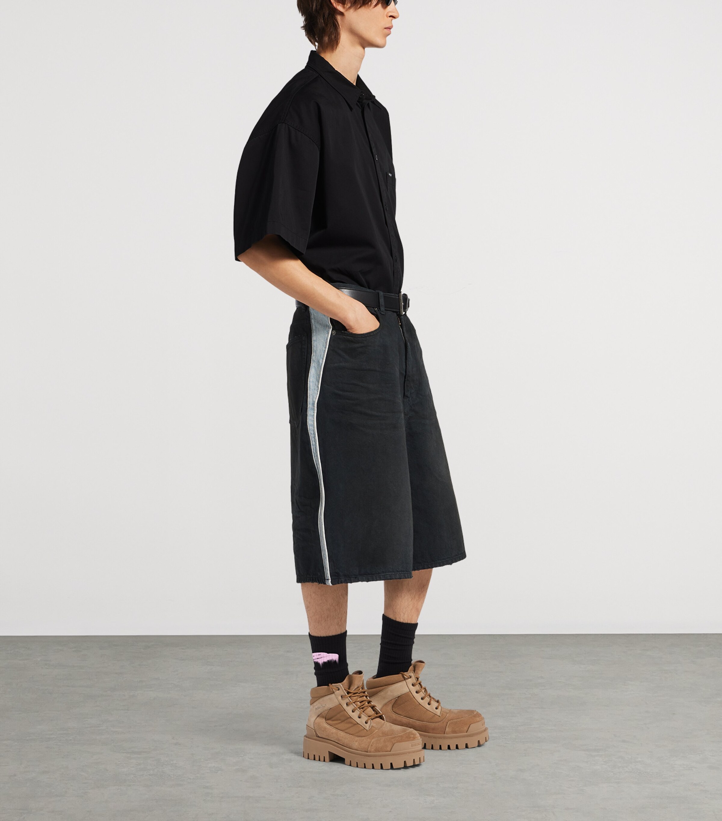 Balenciaga Mens Cotton Workwear Short-Sleeve Shirt Image 4
