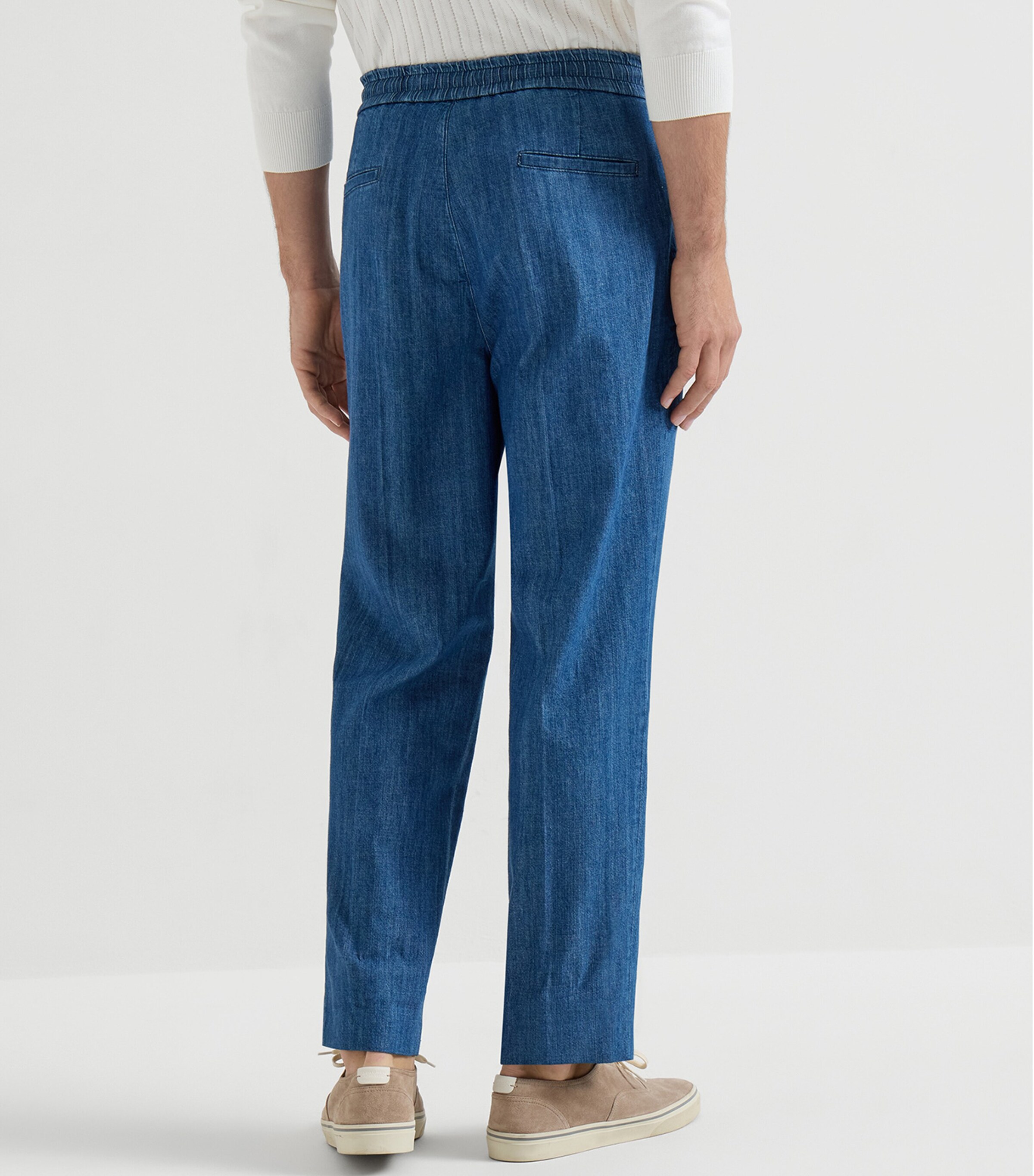 Brunello Cucinelli Mens Denim Drawstring Trousers Image 5