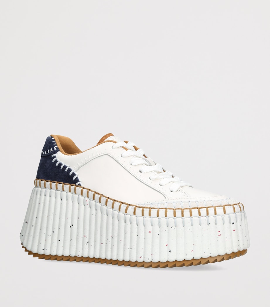 Chloé Leather Nama Runner Platform Sneakers White/navy Image 3