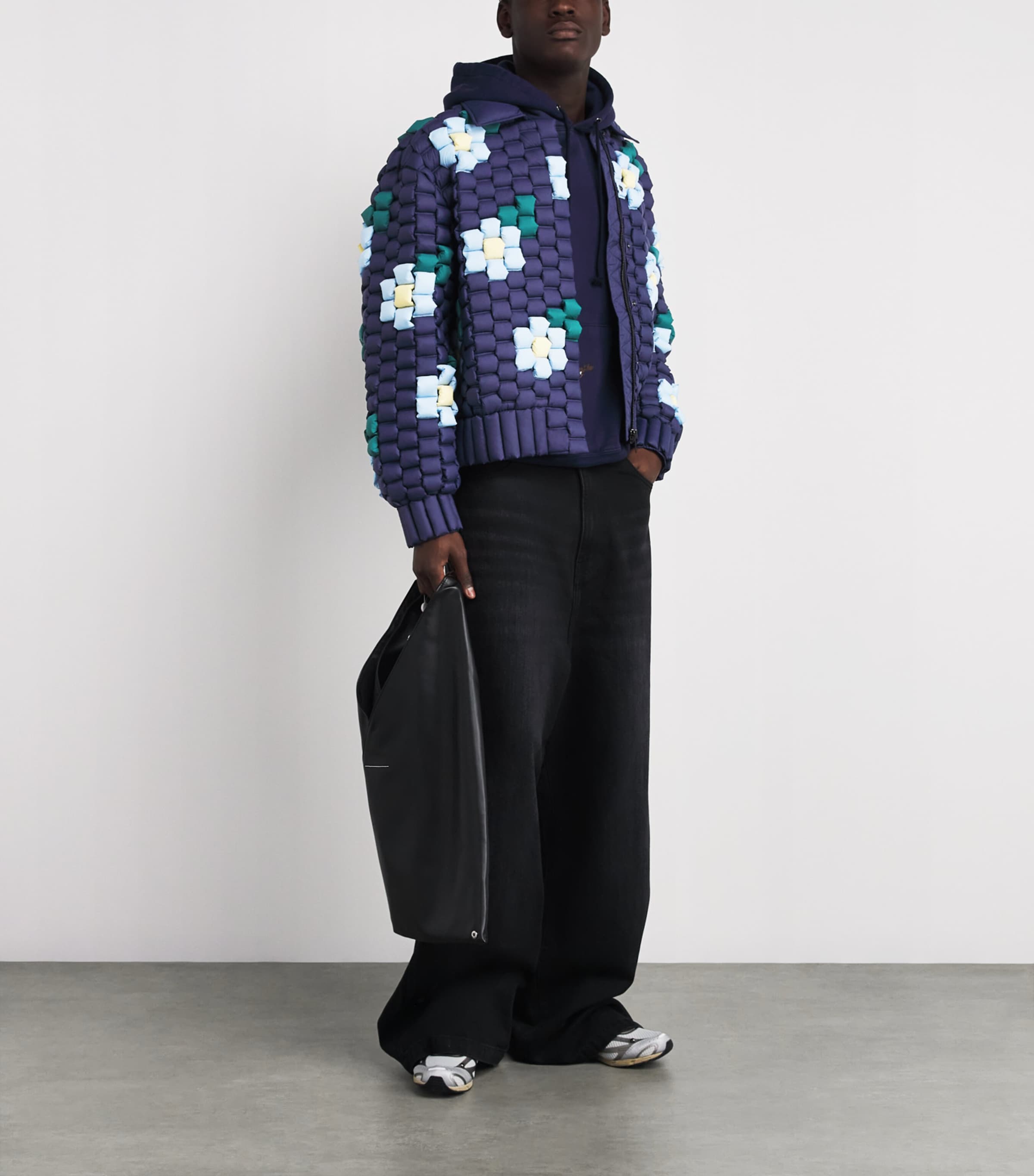 3D Down-Filled Floral Puffer Jacket NAVY BLUE Image 2