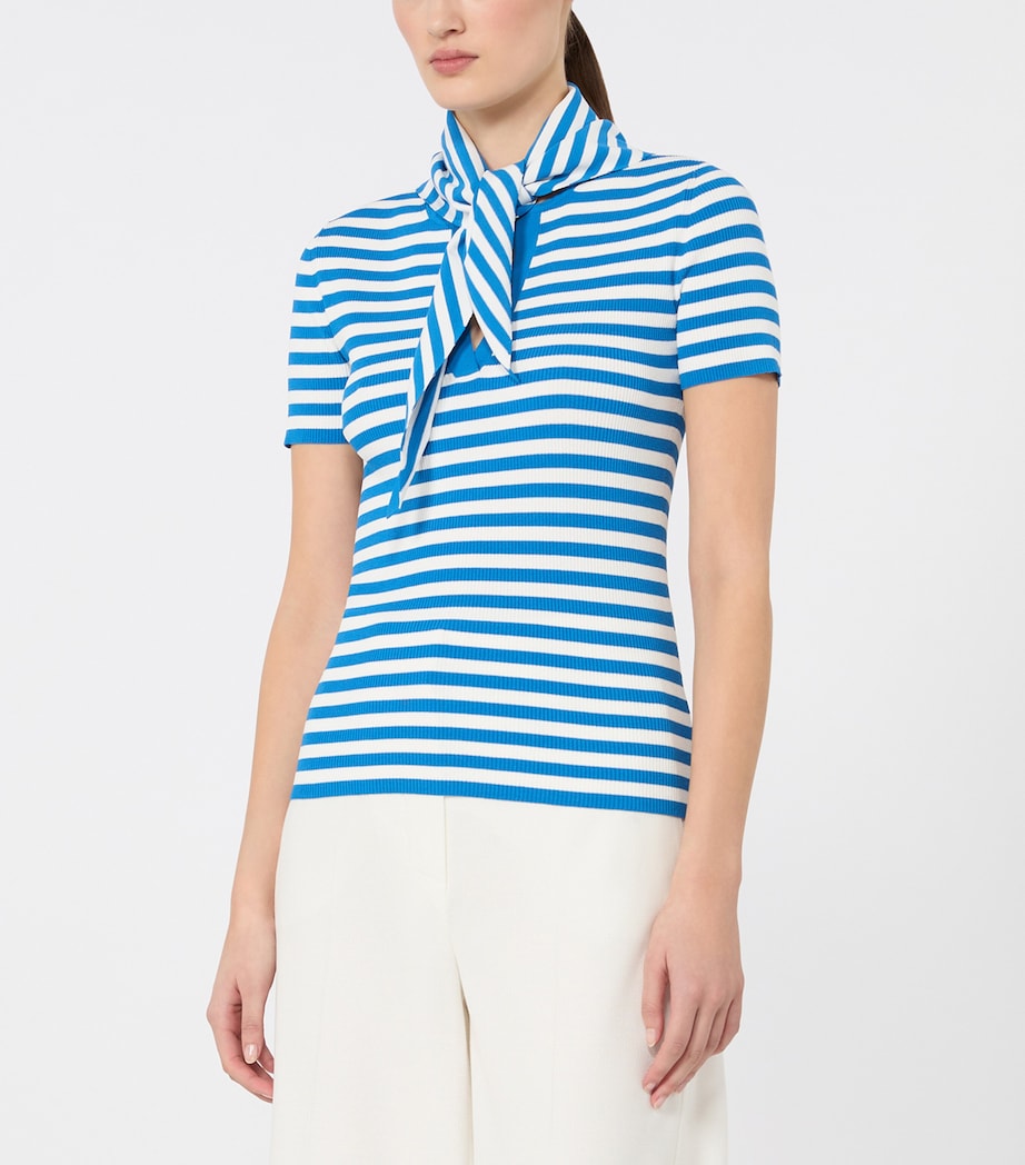 Max Mara Womens Scarf-Detail Stripe T-Shirt White Image 3