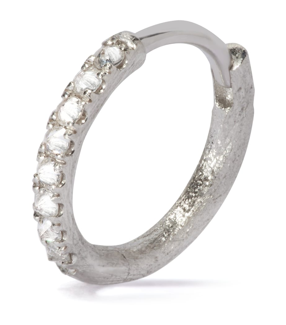 White Gold Dusty Diamonds Single Hoop Earring WHITE GOLD Image 1