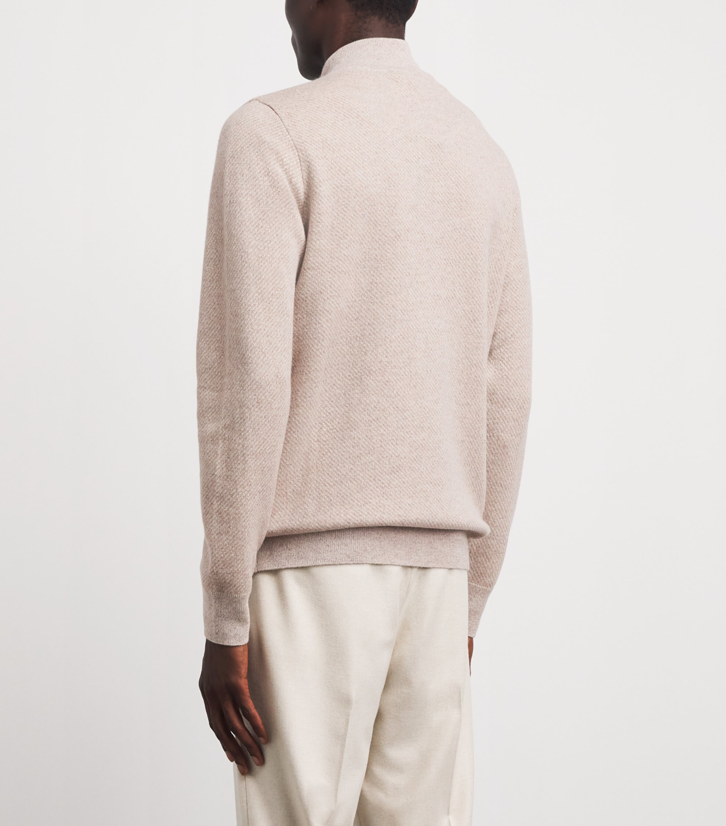 N.Peal Mens Cashmere Quarter-Zip Temple Sweater Toasted Sesameoatmeal Image 5