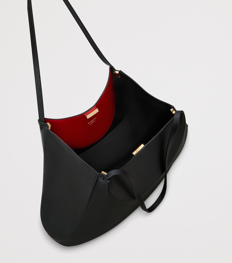 Medium Leather Facet Shoulder Bag BLACK Image 4