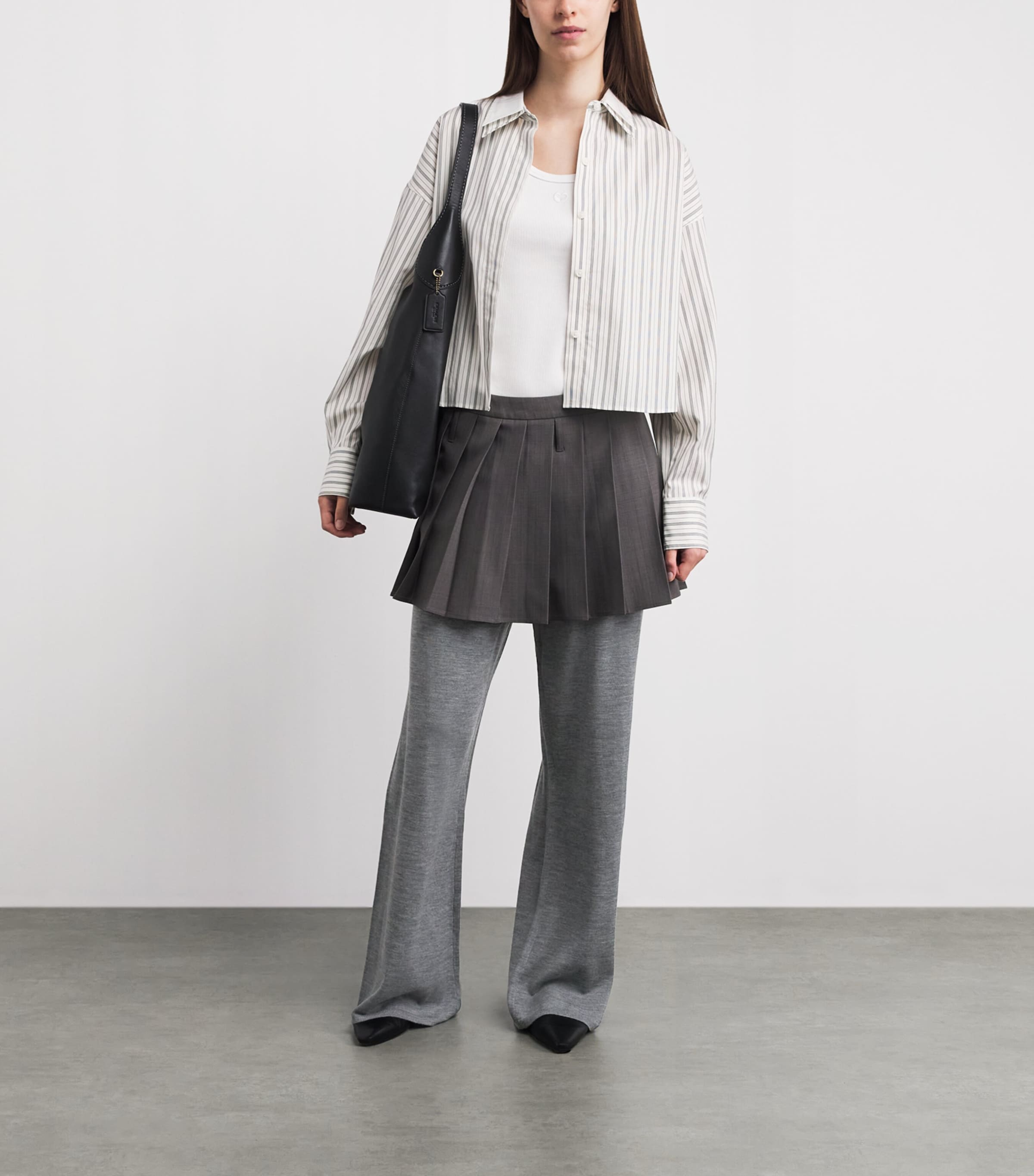 ANINE BING Womens Wool-Cashmere Knitted Adley Trousers Medium Heather Grey Image 2