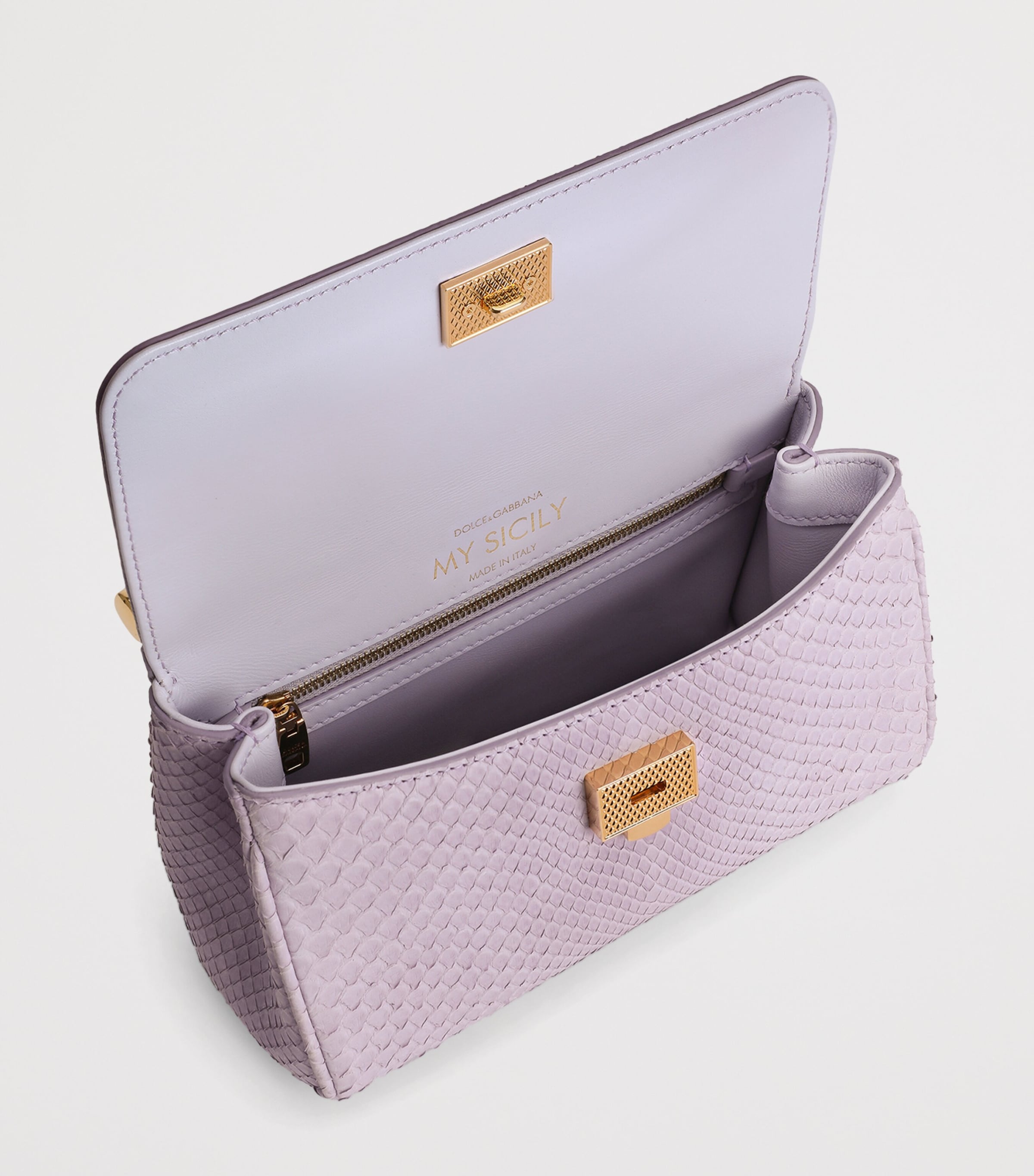 Dolce&Gabbana Mini Python Leather My Sicily Top-Handle Bag Lilac Image 5