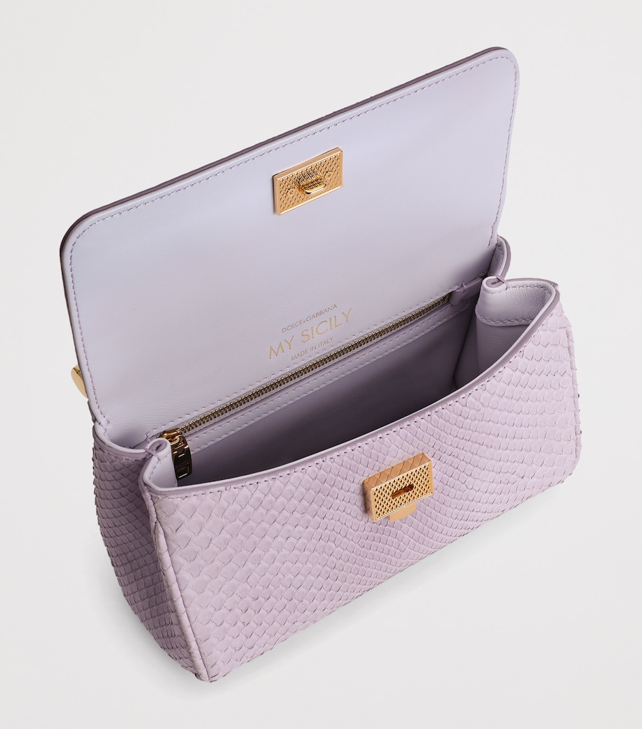 Dolce&Gabbana Mini Python Leather My Sicily Top-Handle Bag Lilac Image 5