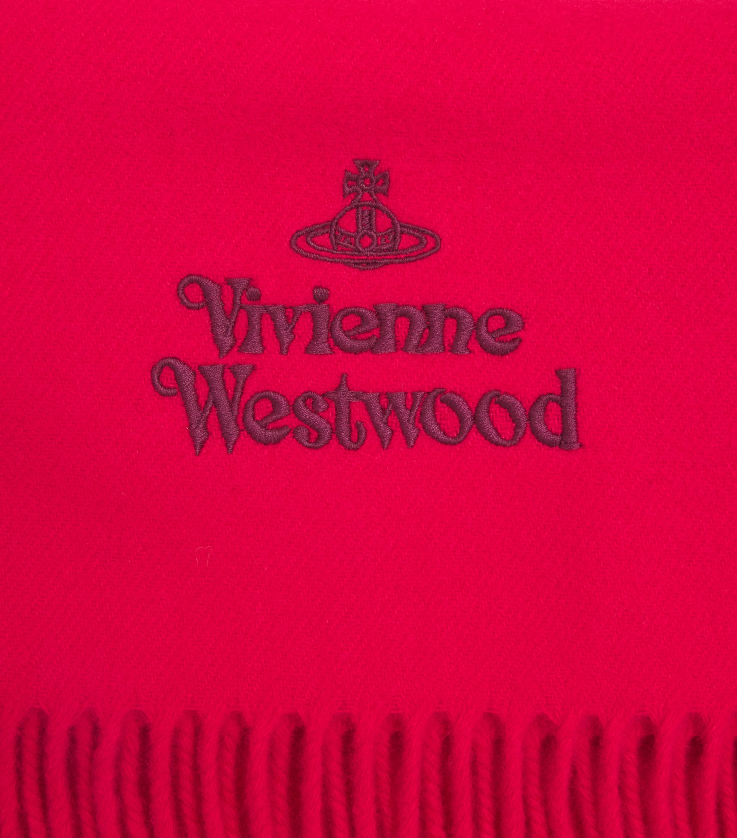 Vivienne Westwood Wool Embroidered Logo Scarf Red Image 2