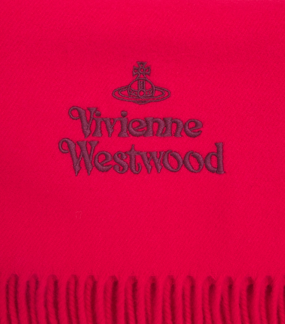 Vivienne Westwood Wool Embroidered Logo Scarf Red Image 2