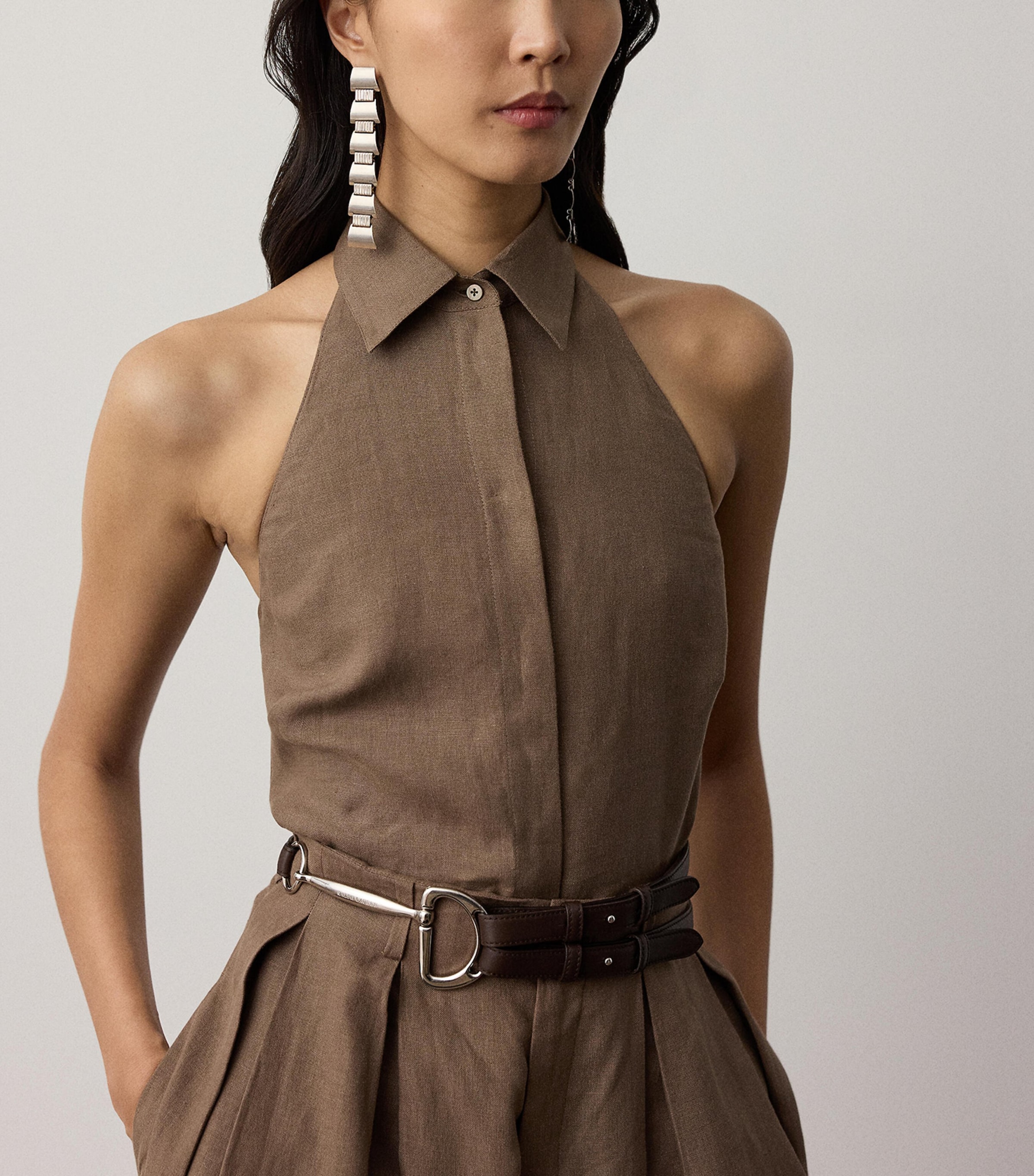 Ralph Lauren Collection Womens Linen Eldred Sleeveless Top Portobello Image 4