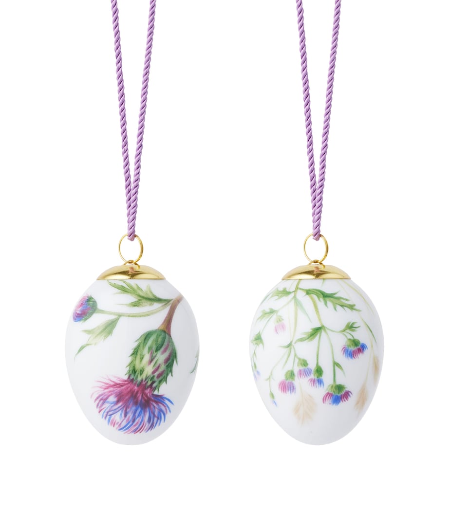 Royal Copenhagen Set of 2 Porcelain Thistle Eggs (6cm) Image 1
