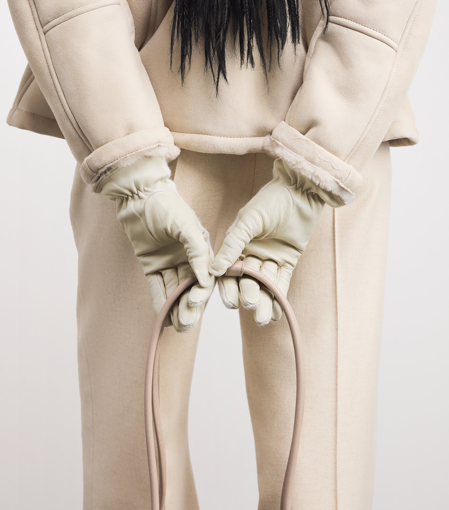 Eleventy Nappa Leather Gloves Panna Image 3