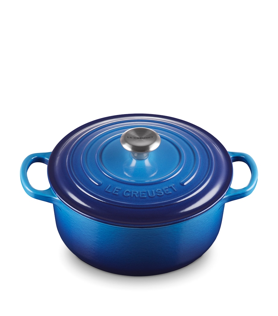 Cast Iron Round Casserole Dish (20cm) AZURE BLUE Image 1