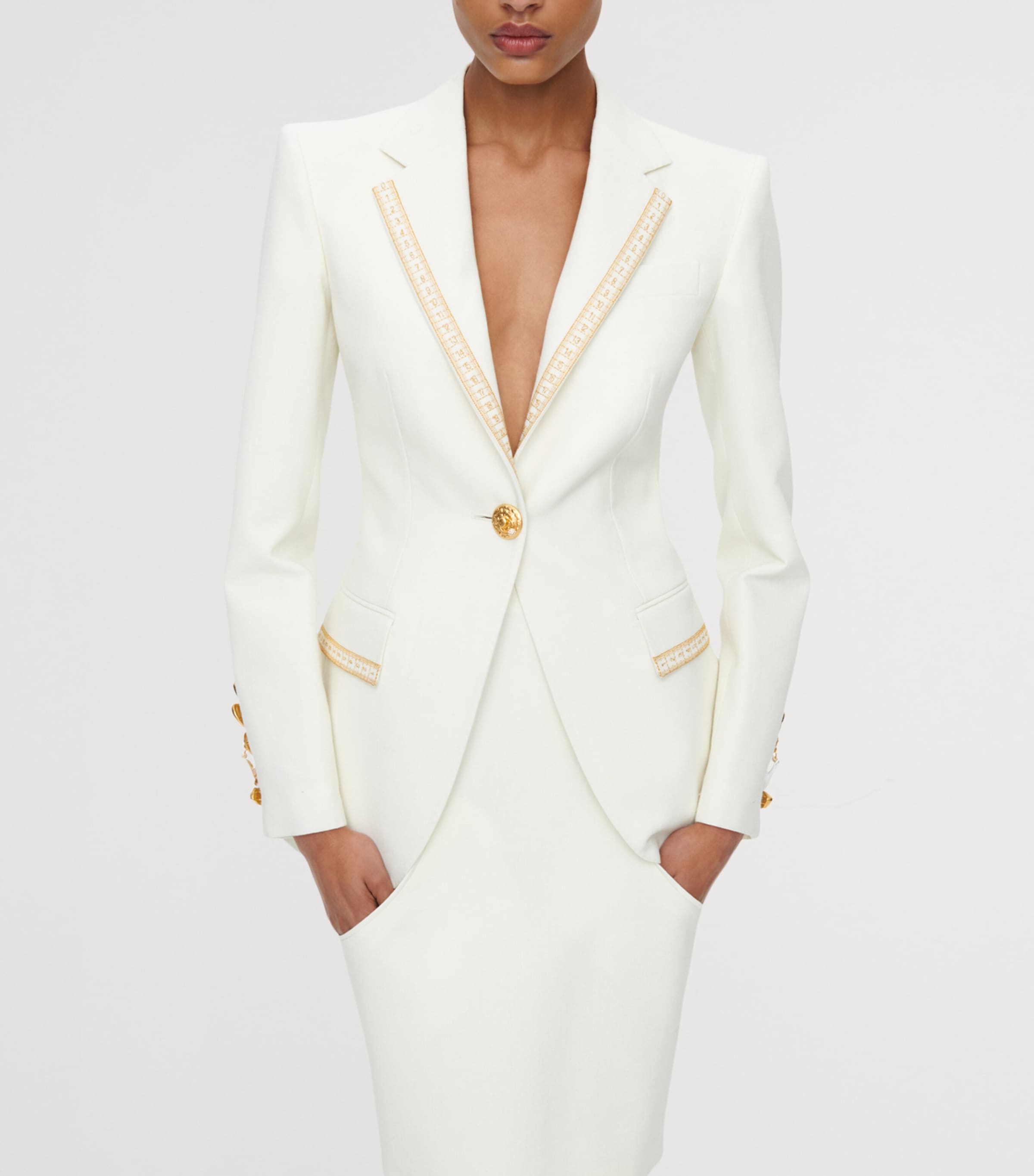 Schiaparelli Womens Measuring Tape Jacket White Image 3