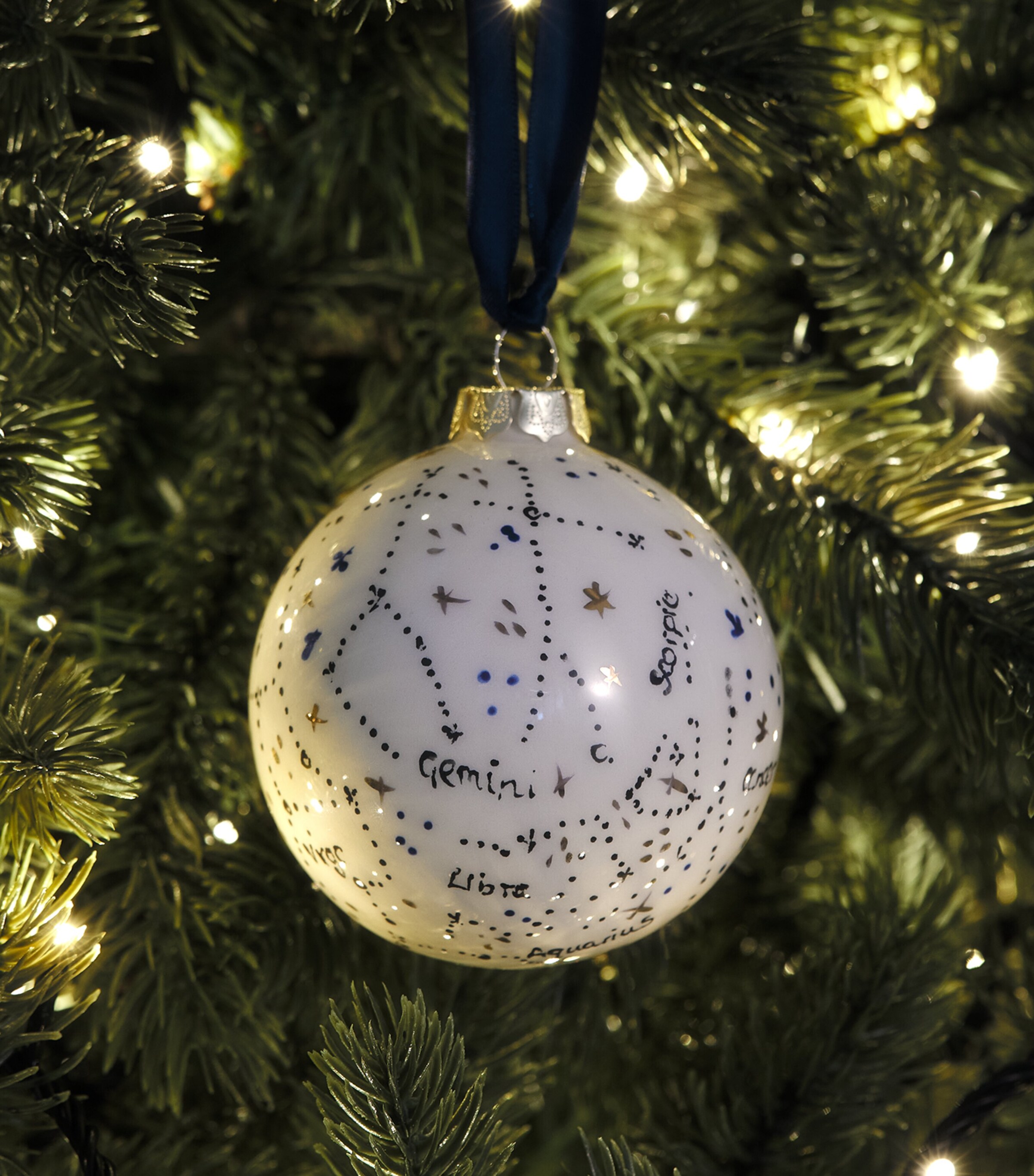 Jayne Redmond Ceramic Star Sign Bauble Black And Gold Image 3