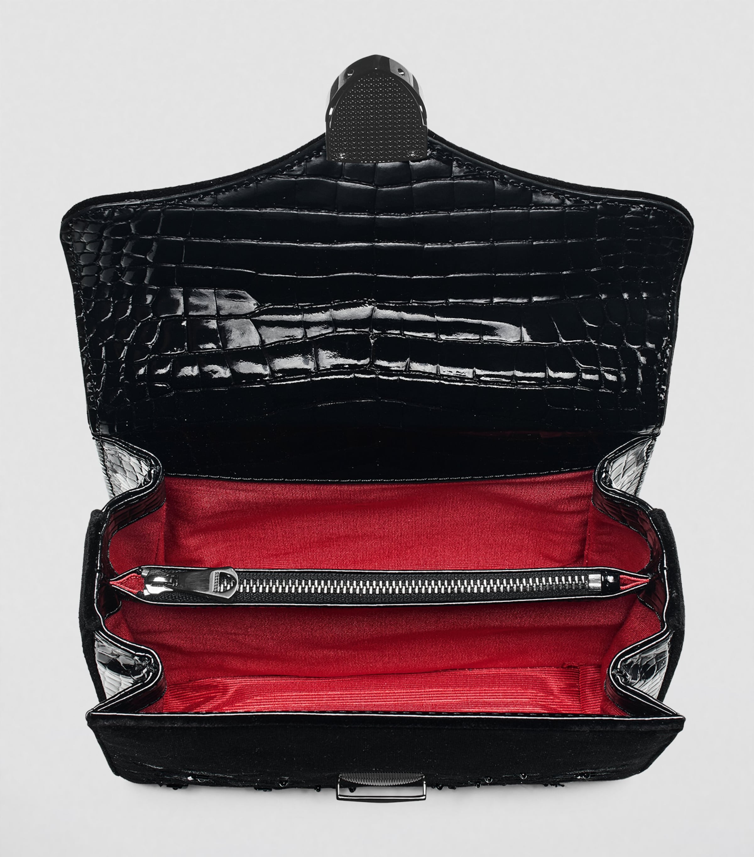 Midi Velvet Embroidered Mayfair Top-Handle Bag BLACK Image 6