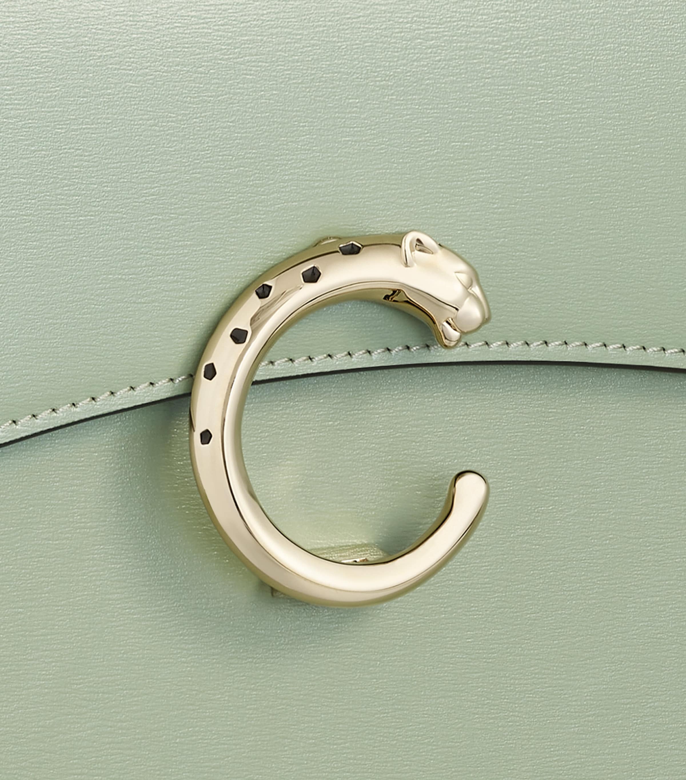 Small Leather Panthère C de Cartier Top-Handle Bag SAGE GREEN Image 6