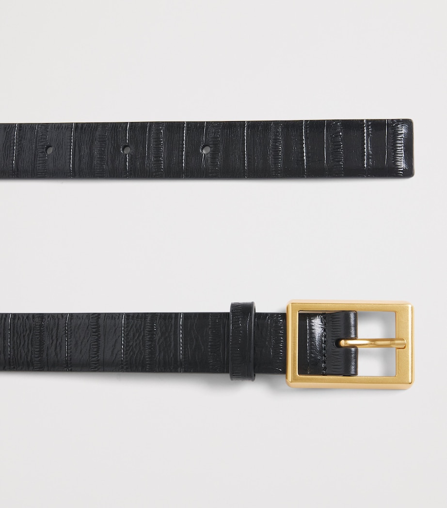 CAMILLA AND MARC Embossed Leather Sonny Buckle Belt Dblk Black Image 3