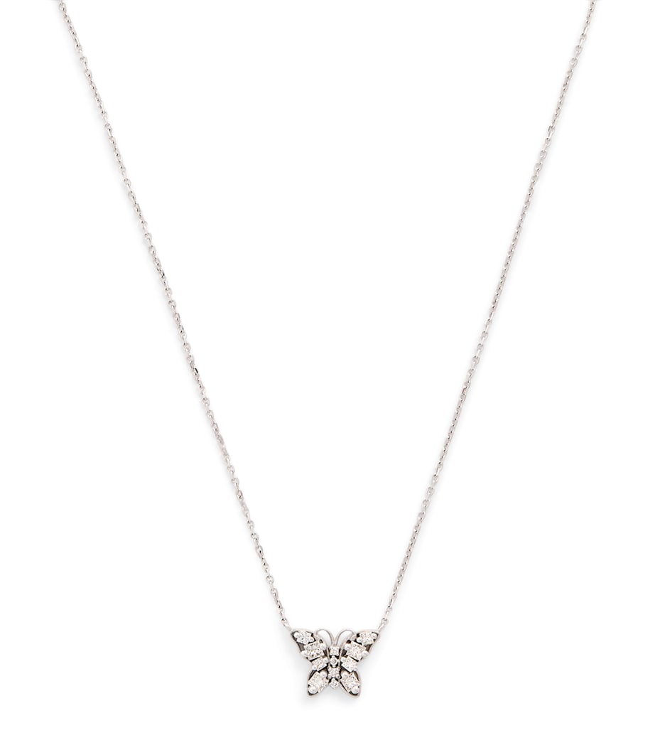 Mini White Gold and Diamond Princess Butterfly Necklace 18K WG/WD Image 1