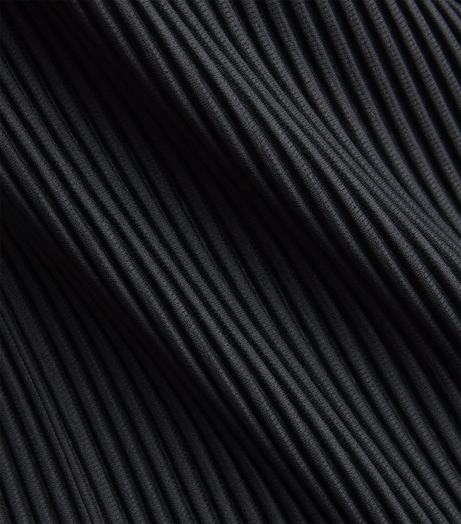 Pleated Long-Sleeve Polo Shirt 15-BLACK Image 5