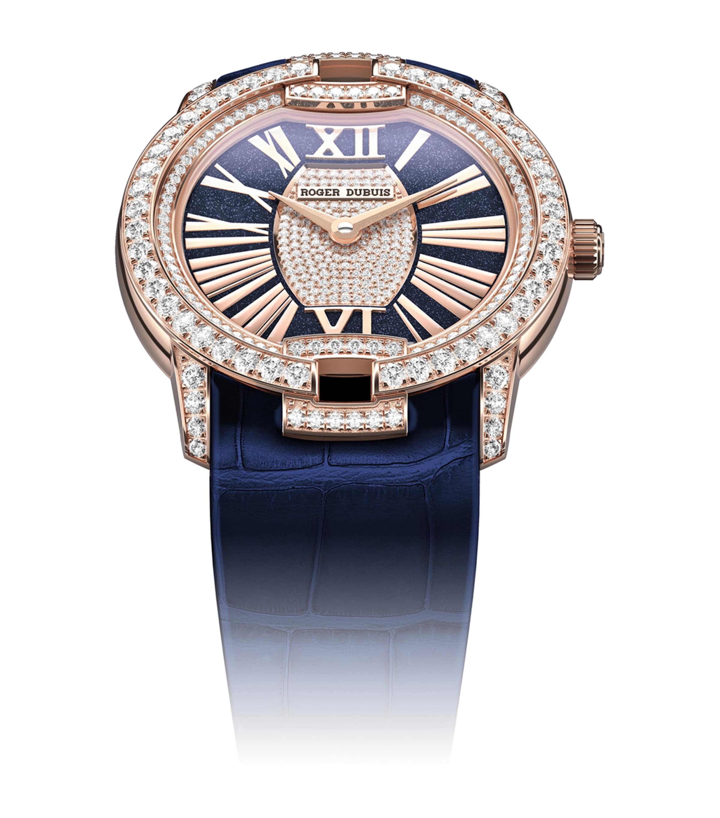Rose Gold and Diamond Velvet Watch 36mm BLUE Image 2
