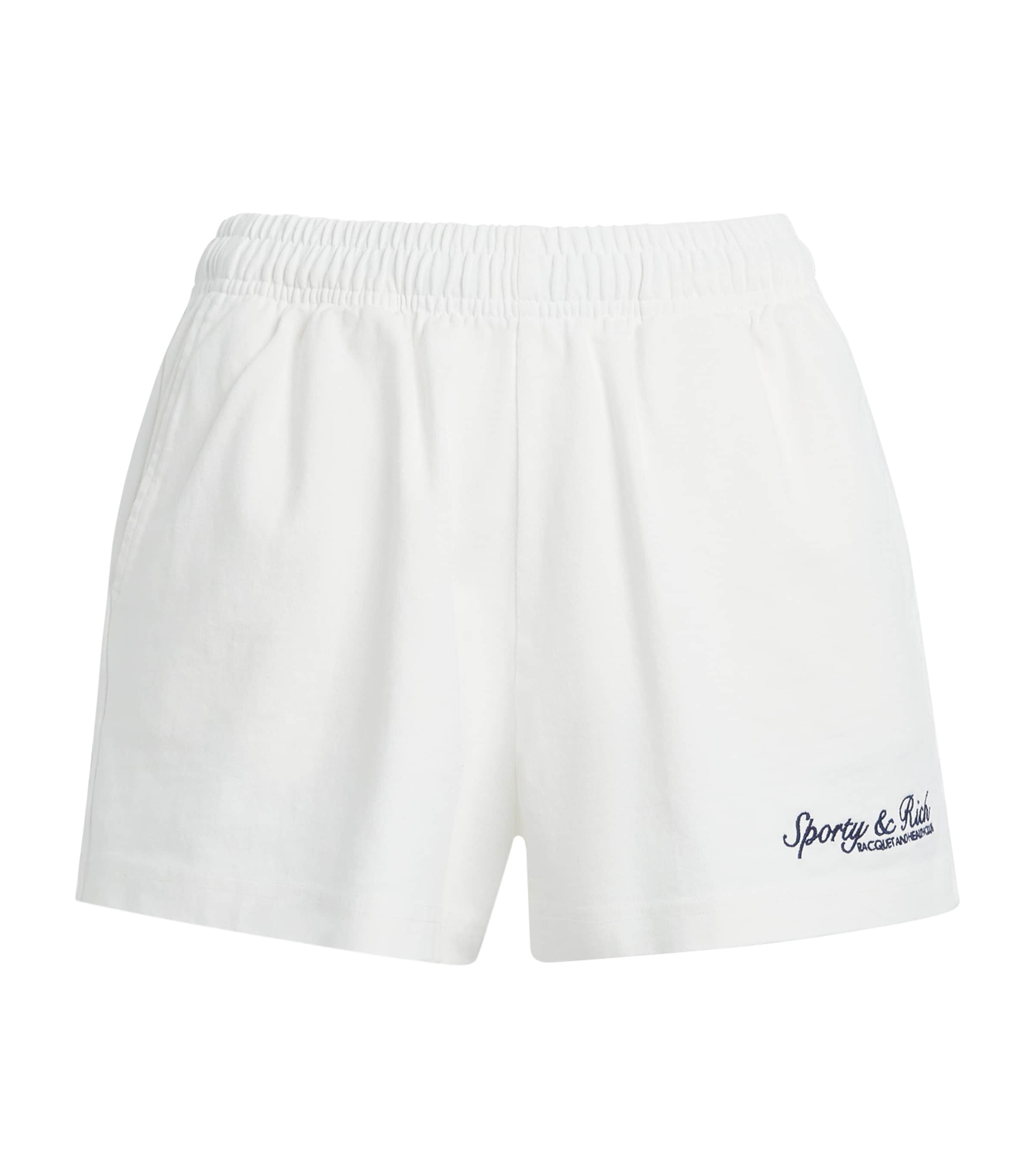 Sporty & Rich Womens Syracuse Embrdoidered Sweatshorts White Image 1