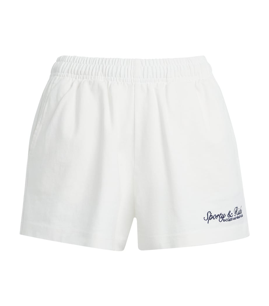 Sporty & Rich Womens Syracuse Embrdoidered Sweatshorts White Image 1
