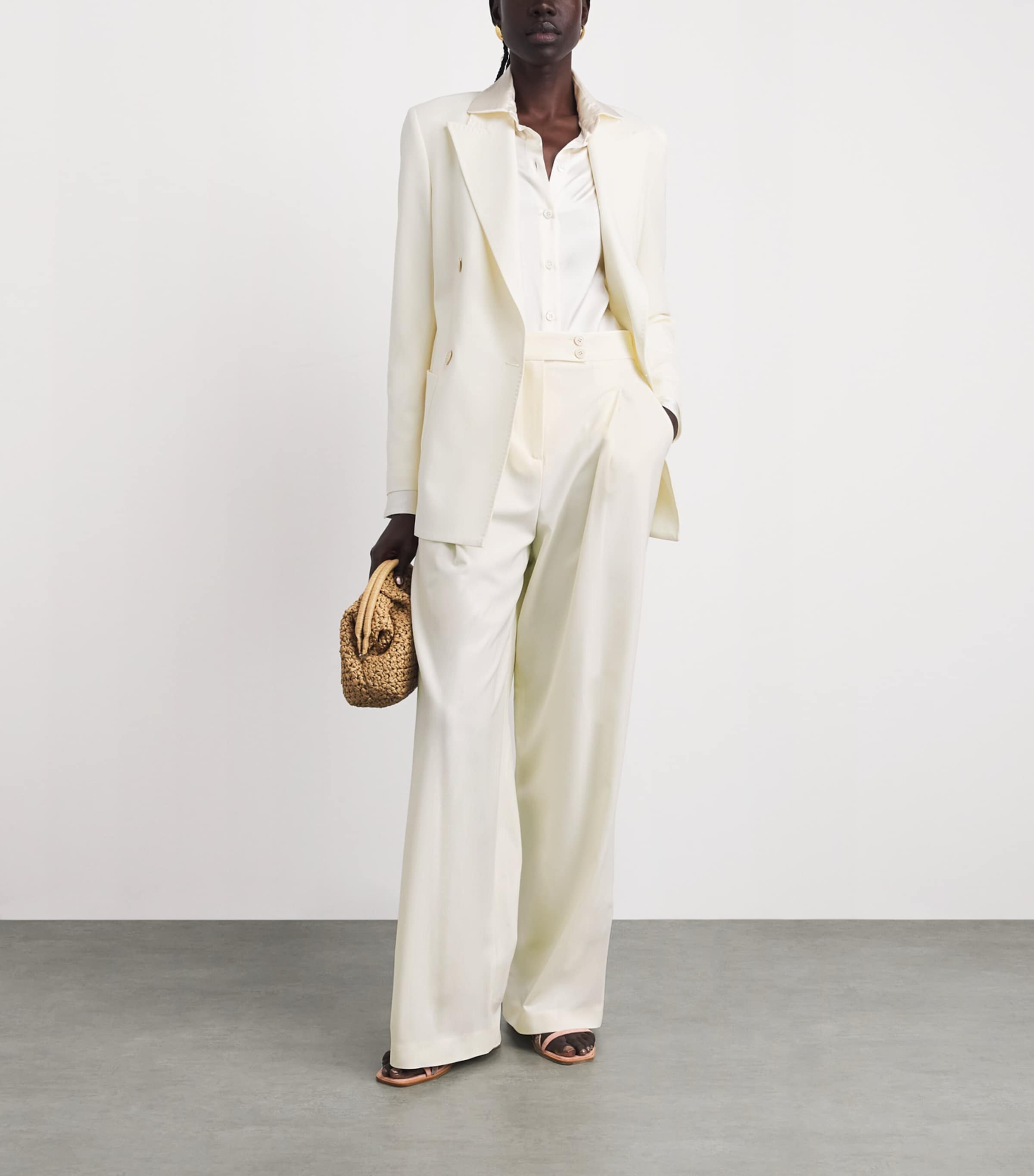 Eleventy Wool-blend Double-breasted Blazer In Neutral