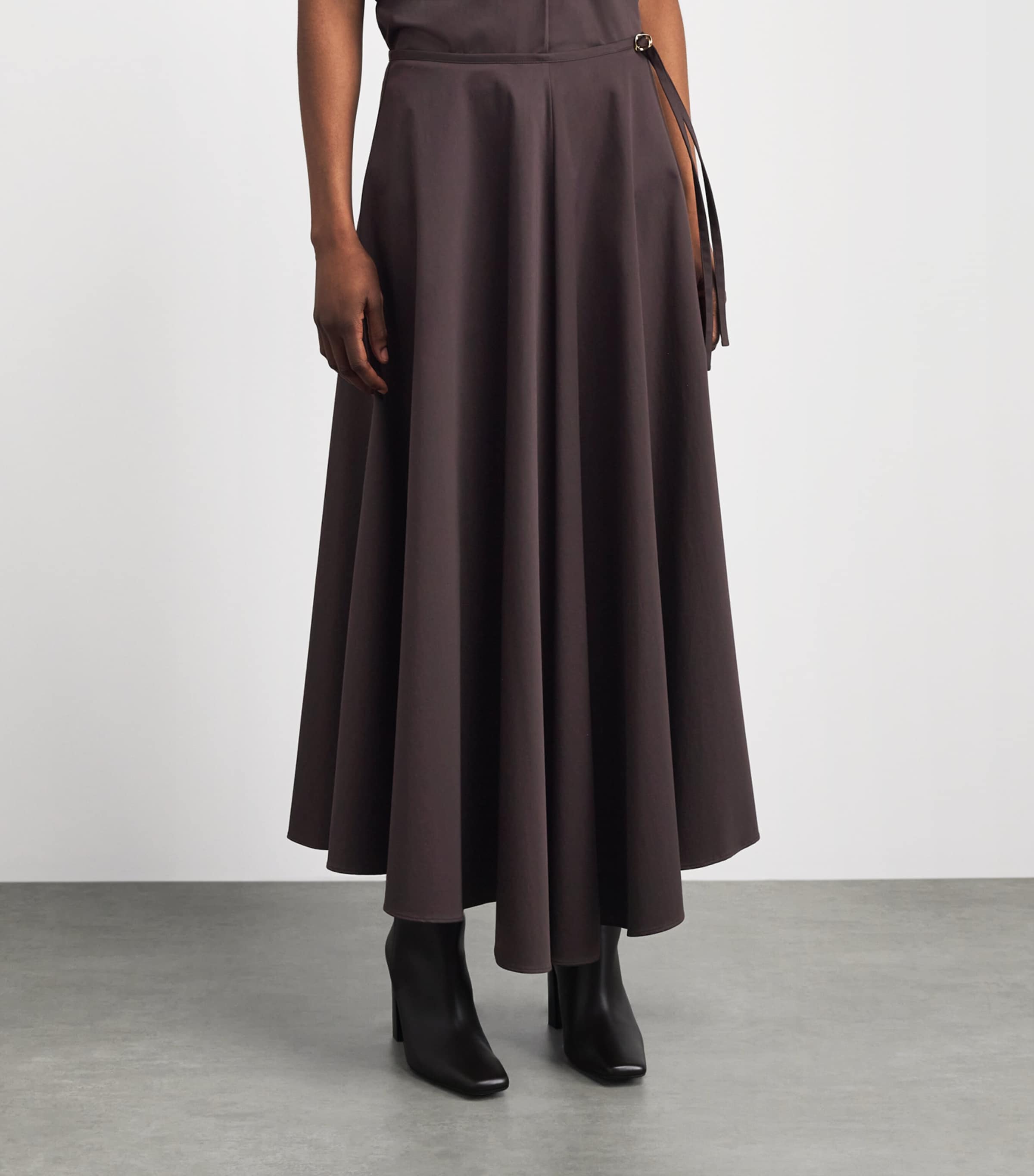 Agnona Womens Stretch-Cotton Midi Skirt Brown Chocolate Image 4