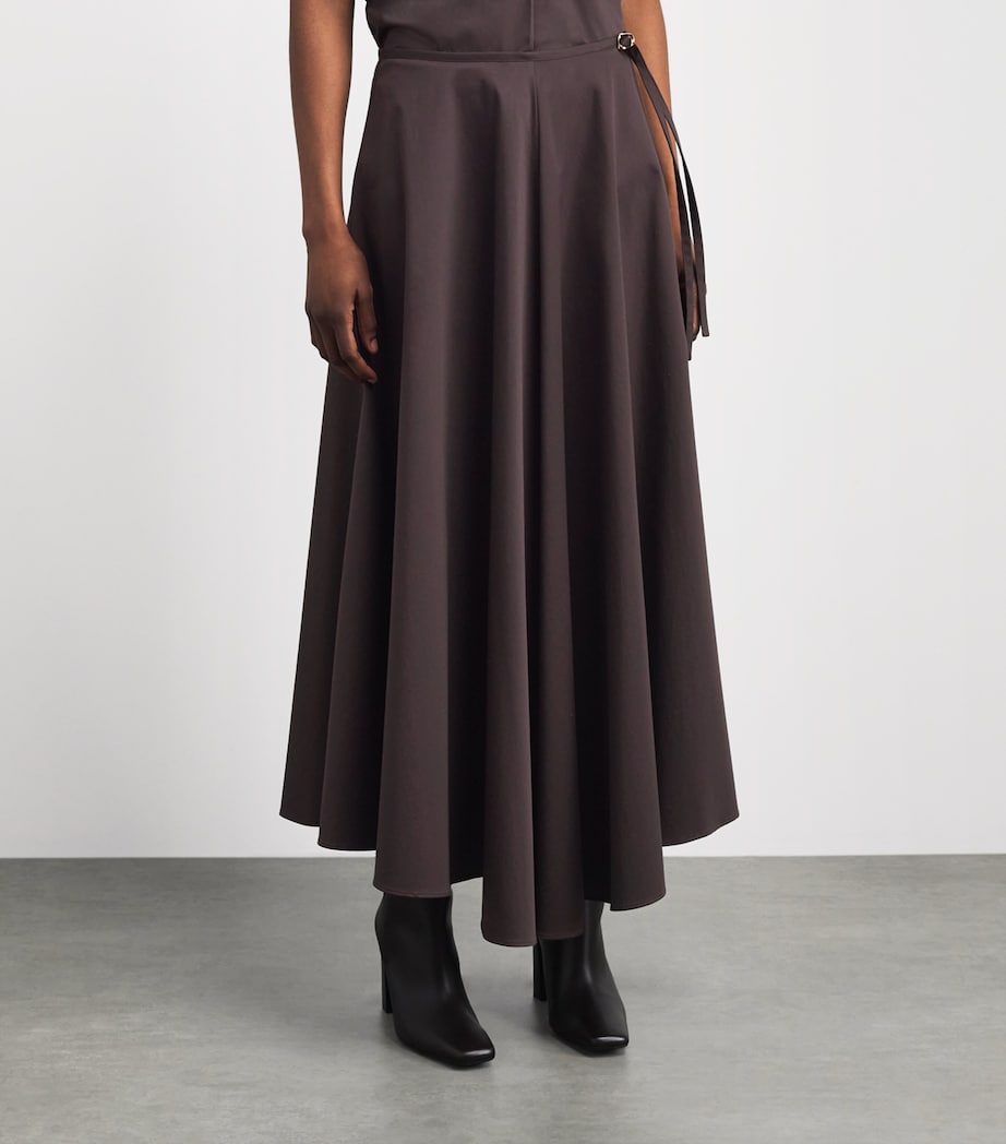 Agnona Womens Stretch-Cotton Midi Skirt Brown Chocolate Image 4