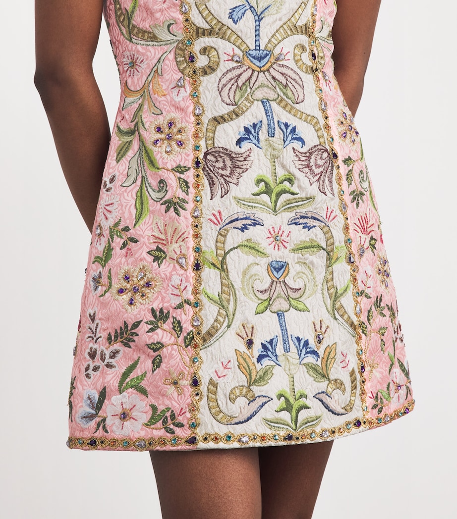 Alice+Olivia Womens Embellished Katia Mini Dress Champagne/multi Image 5