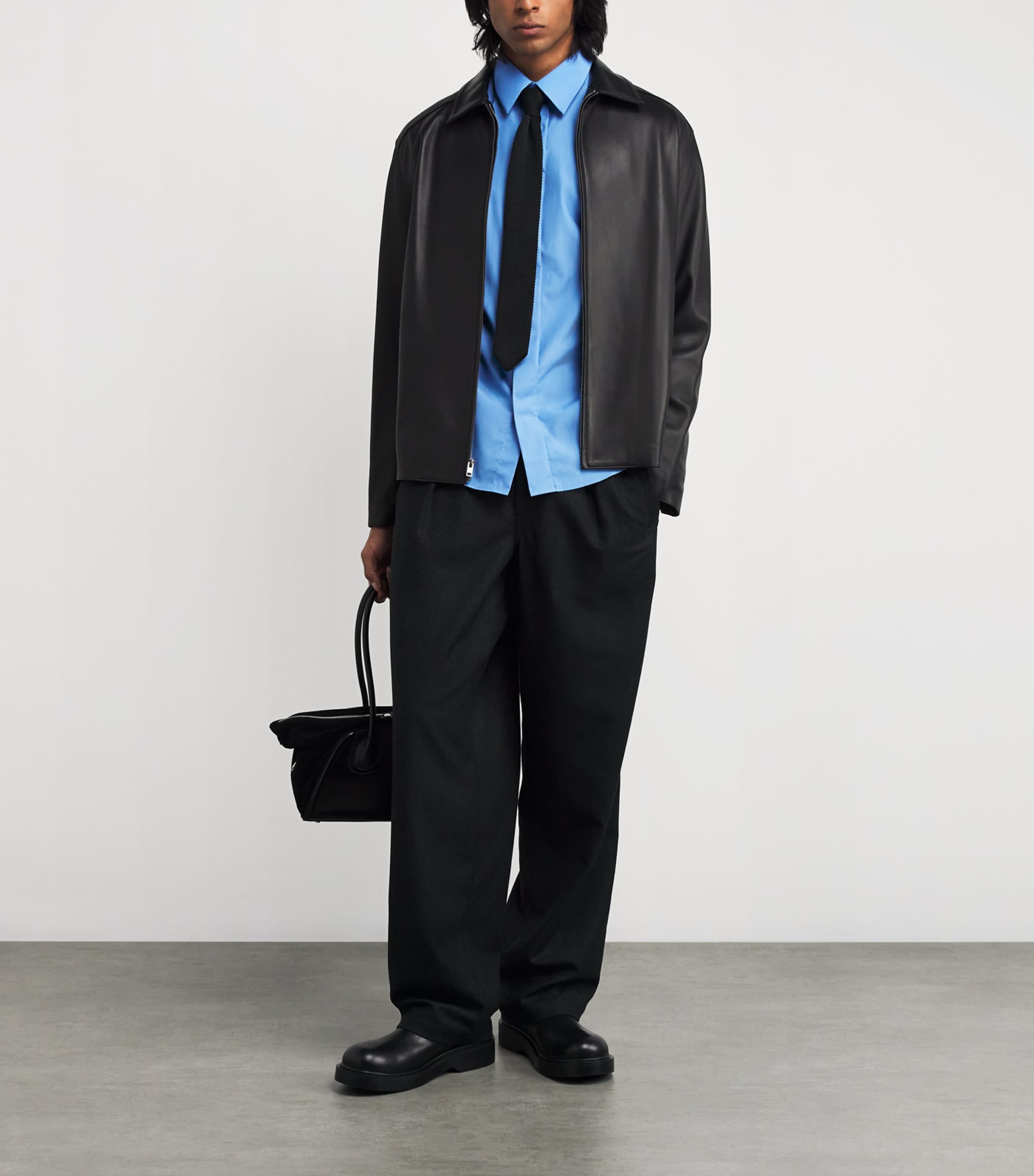 Leather Zipper Boots BLACK Image 6